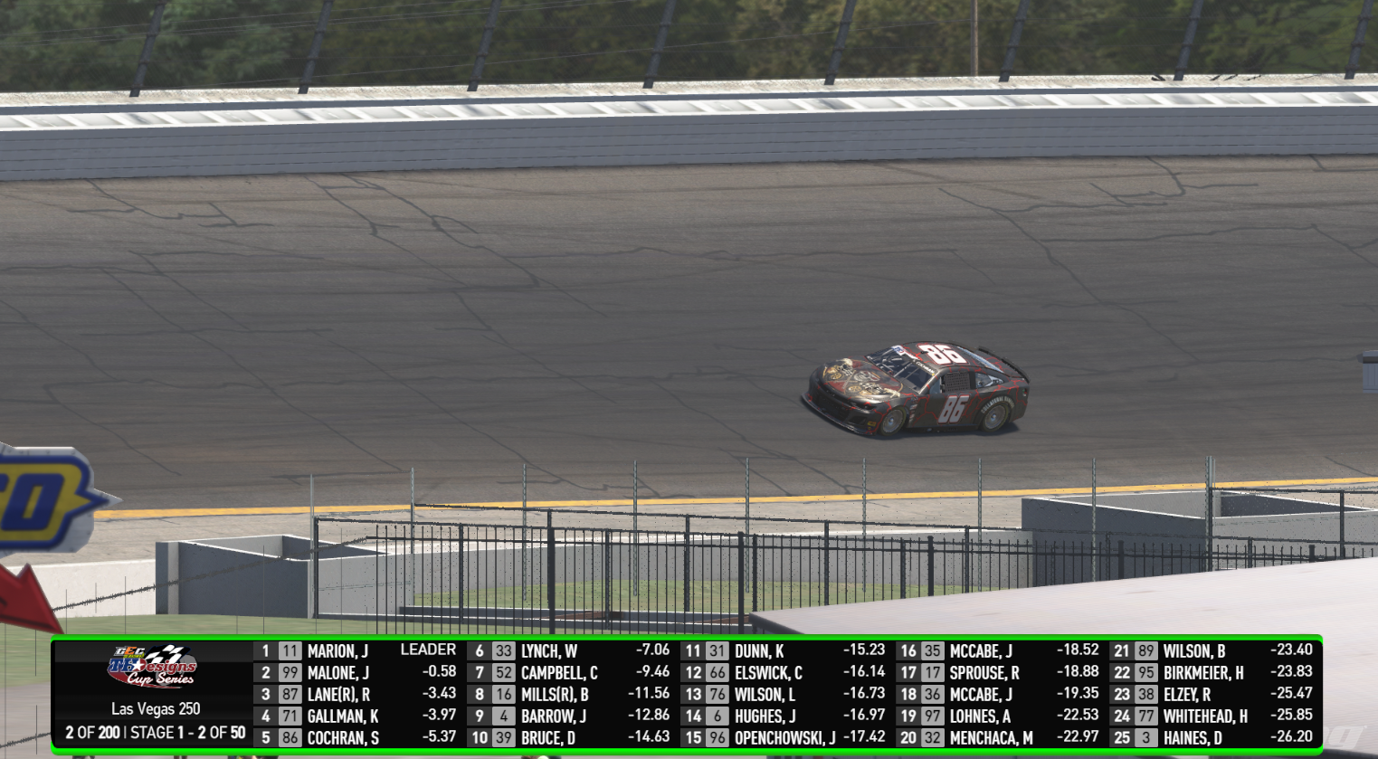 Horizontal NASCAR Leaderboard screenshot